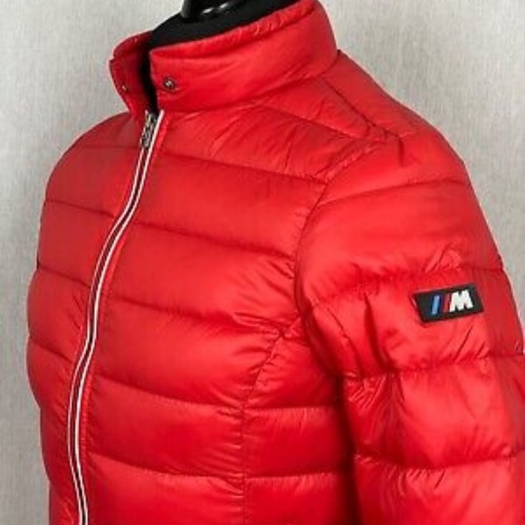 BMW S Women's Duck Down Jacket Size M Red Lightweight Ladies - Picture 2 of 4
